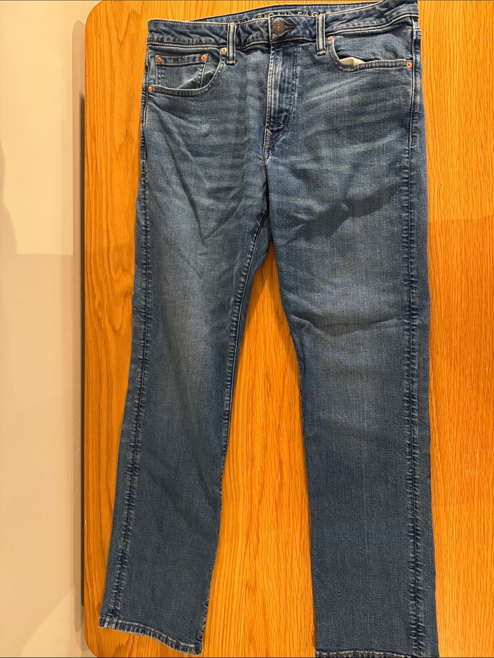 American Eagle Outfitters Men's Straight Jeans in Blue Denim